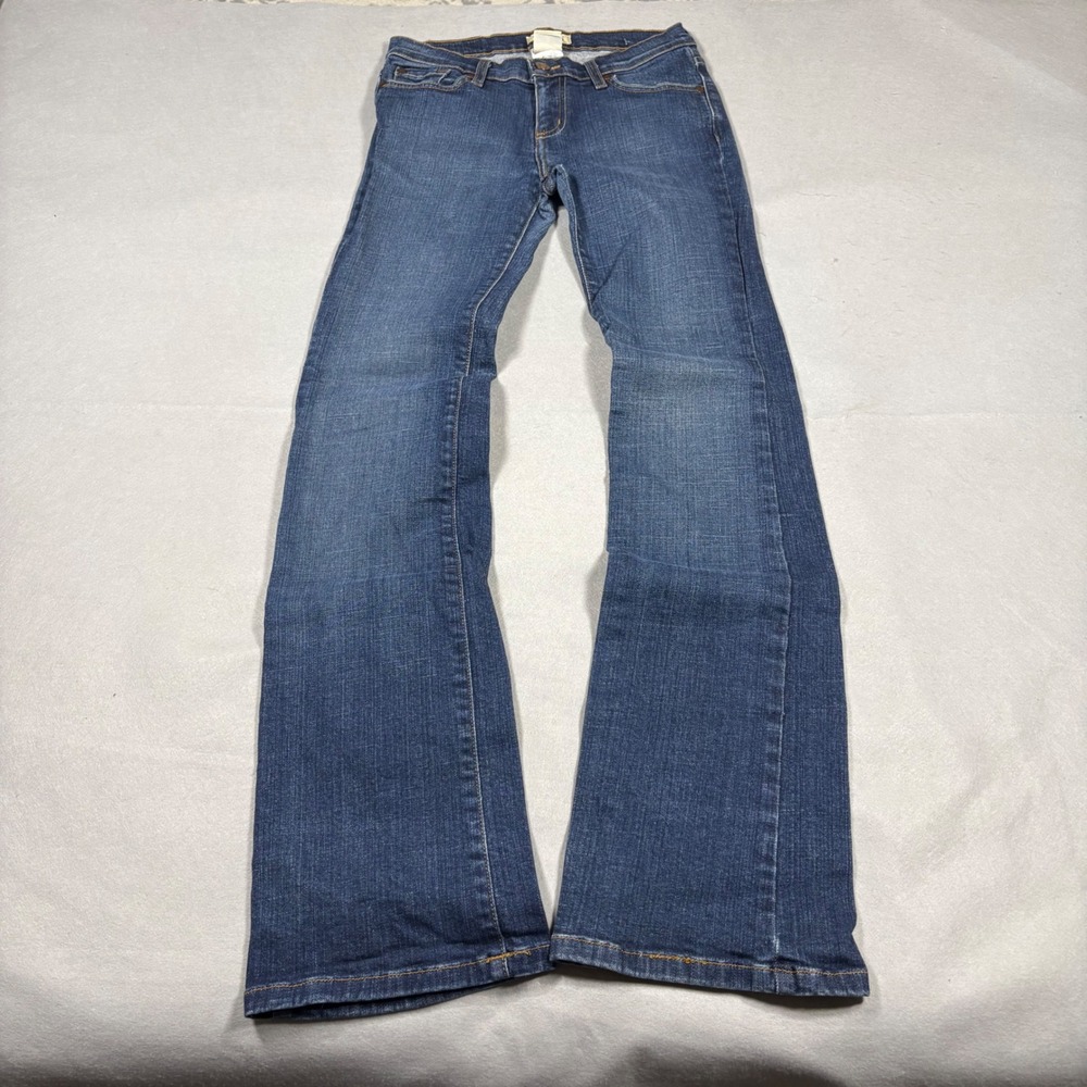 C'est Toi Womens Low Rise Bootcut Jeans Rhinestone Back Pocket Blue Size 3 2049